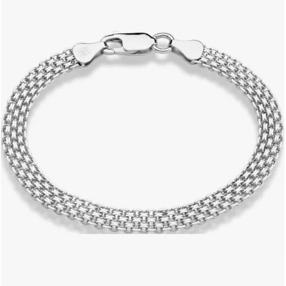 New 925 Solid Sterling Silver Bismark Mesh Chain Bracelet - Picture 4 of 7